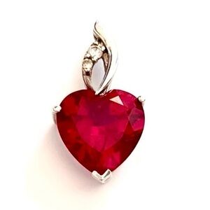 Ruby & Diamond Crystal Heart Pendant!